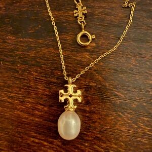 Tory Burch Gold Necklace with Pearl Pendant